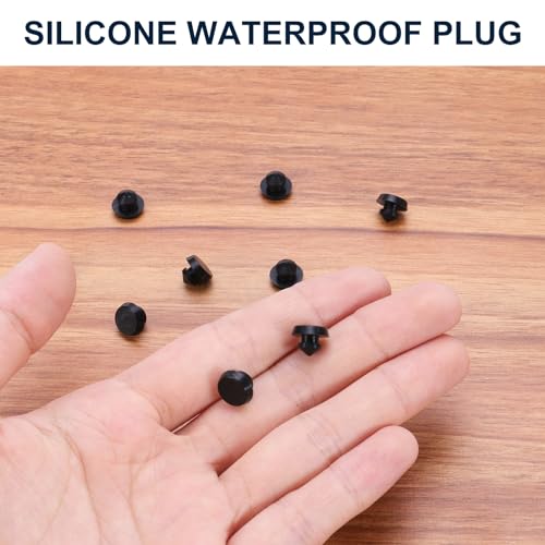 Image of uxcell 10pcs Hole Plug 3 /16 Inch (6mm) Black Silicone Button Plugs, Snap-in Locking, Waterproof & Dustproof