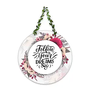 Artvibes Follow Your Dreams Wall Hanging for Home | Decorative Items For Home Wall | Wall Decor Hanging Items | MDF Wooden Wall Hanger For Wall Decoration | Art Piece For Home Decor (WH_8209N)