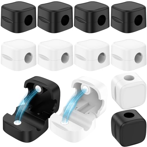 12Pcs Magnetic Cable Clips Adhesive Magnetic Cable Holder Portable Magnetic Desk Cable Management Cable Organizer Clips Desk Cord Holder Adhesive Wire Holder Keeper Organizer for Home Office Desk