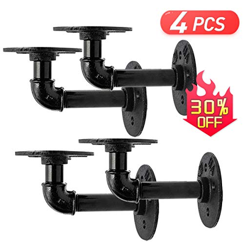king do way Shelf Brackets Shelving Bracket L Industrial Black Pipe Bracket