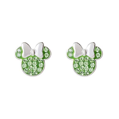 Disney Minnie Mouse Jewelry, Sterling Silver Pave Birthstone Crystal Stud Earrings