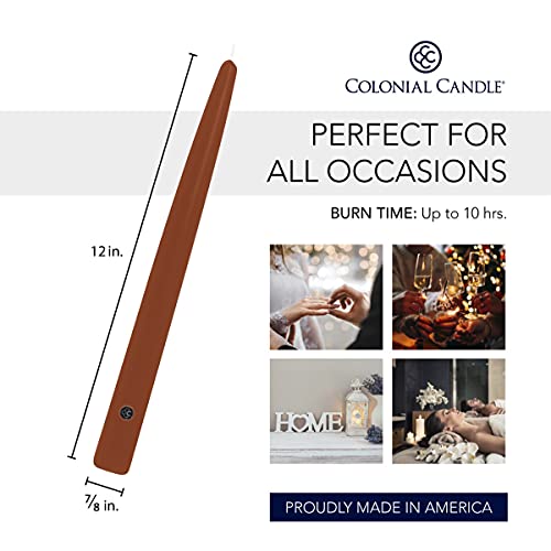 Image of Colonial Candle Unscented Taper Candle, Handipt Collection, Amber, 12 in, Pack of 12 - Up to 10 Hours Burn