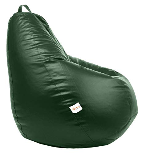 Image of SATTVA Faux Leather Classic Bean Bag Cover (Without Beans) XXL Size Dark Green