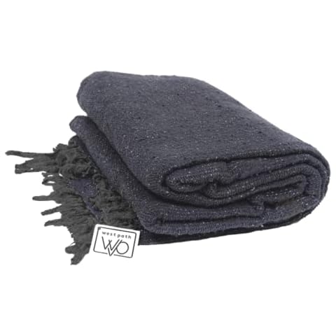 Open Road Goods Handmade Solid Color Yoga Blanket - Thick Mexican Blanket or Throw - Made for Yoga! (Charcoal Blanket) Cover