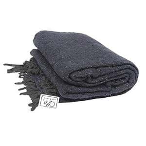Open Road Goods Handmade Charcoal Black Yoga Blanket – Thick Mexican Blanket or Throw – Made for Yoga!