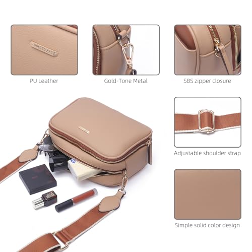 Prettyzys Crossbody Bags for Women, Medium Size Shoulder Handbags, Satchel Purse with Multi Zipper Pocket3