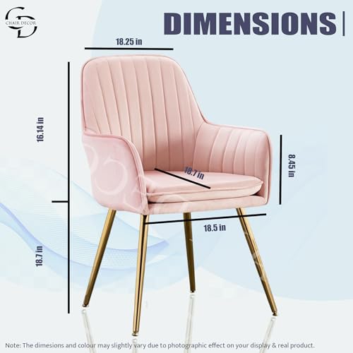 Image of Velvet Accent Chair with Matching Pouffe & Floral Cushion | Modern Upholstered Armchair with Gold Metal Legs | Lounge Chair for Living Room, Bedroom, Office, Guest Room (Baby Pink)