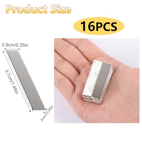 16 Stuck Magnete zum Kleben, 40x10x2mm Selbstklebende Magnete,Neodym Magnetes Flach,Seltenerdmagnete,für Whiteboards,Kühlschränke, Fotos, Küchen,Büros usw