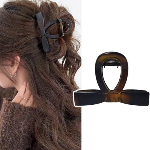 Fuyunohi ヘアクリップ 小さめ 8cm 髪留め クリップ しっかりとまる リボン ミニクリップ 髪クリップ べっ甲 バンズクリップ 大人 おしゃれ ヘアアクセサリー 可愛い hair clip ハーフアップ 毛量多い 髪留め レディース ファッション 小物 ビューティー フロスト イエローブラウン