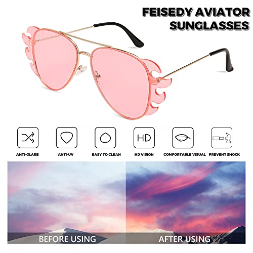FEISEDY Pilot Fire Flame Sunglasses for Women Men Oversized Frame Unisex Party Glasses B90614