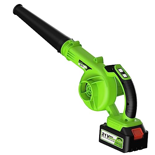 Aspiradora sopladora de hojas 2 en 1, aspiradora de jardín con batería de 5.2 Ah, soplador eléctrico de hojas para el cuidado del césped, soplador de hojas alimentado por batería, para patio, limpieza