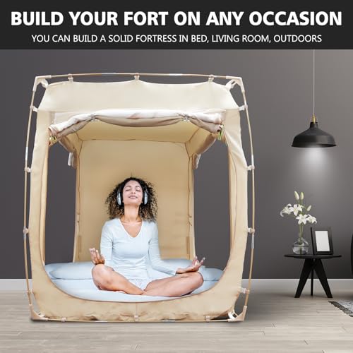 Bed Tent Bed Canopy Full Size Tents for Adult and Kids- Original Design Portable Dream Tent Indoor Sleeping Tents 70% Blackout with 3 Doors Breathable Big Space Tents