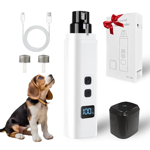 MINYUGUT Dog Nail Grinder, Electric Pet Nail Grinder with 2 Speed Digital USB Rechargeable Dog Nail Trimmer Nail Claw Clippers with LED Lighting Quiet Paws Grooming for Large Medium Small Dogs Pet