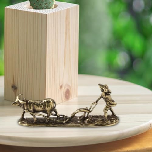 Figura de vaca de bronce miniatura para decoración miniatura 4