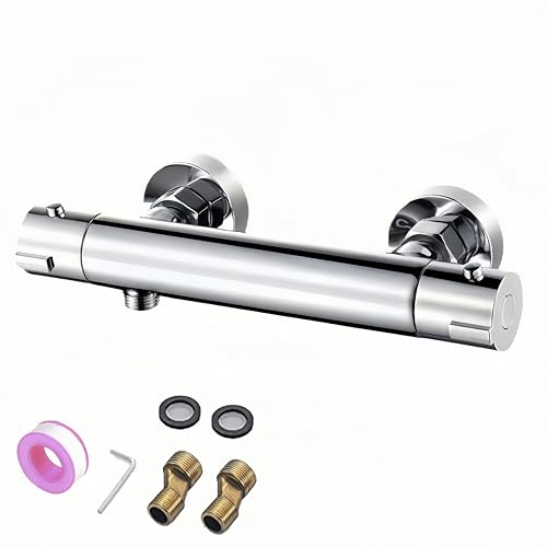 Thermostatic RV Shower Faucet, 4 Inch Brass Shower Mixer Valve Kit, RV Tub Shower Mixing Faucet...