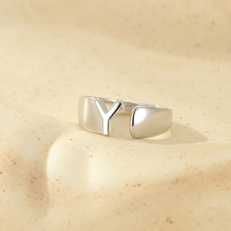 Bague initiale en argent réglable pour femmes hommes avec bijoux boîte - 2