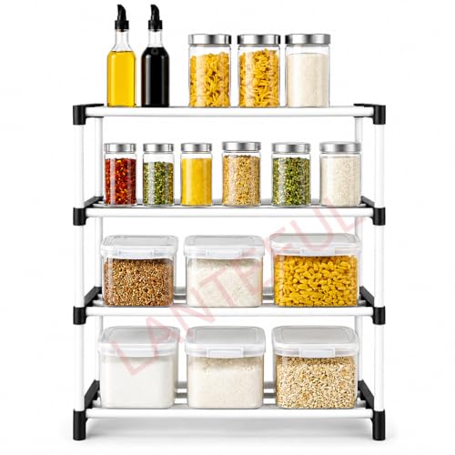 Image of LANTEFUL 4 layer Spice Rack For Your Kitchen container set | Countertop Spice And Masala Rack Spice Boxes Organizer Kitchen Stand | Multi Use Wardrobe Bookshelf Collapsible Quick Assembly | Plastic