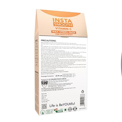 Image of DR.Rashel Insta Smooth Vitamin C Wax Strips Pack For Face & Body(24 Wax Strips)