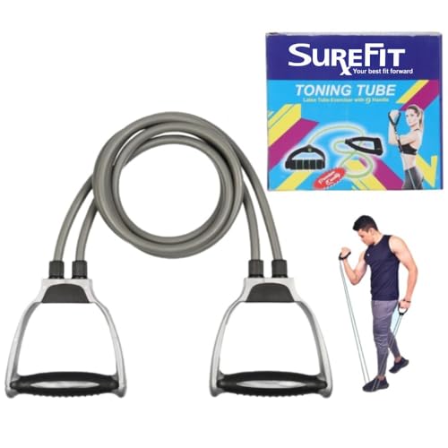 Image of SUREFIT Double Spring Tummy Trimmer, Resistance Toning Tube, Ab Roller & Push-Up Bar | 4-in-1 Home Gym Combo Full Body Fitness Kit for Men & Women | Home Workout Set Yellow