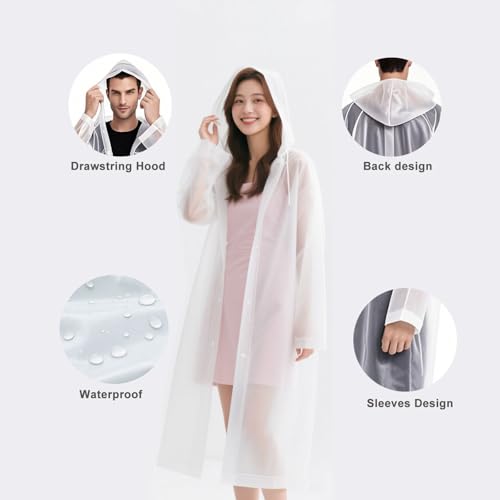 2Pcs Rain Coats - Reusable EVA Rain Ponchos for Adults Rain Jackets Raincoats for Men Women4