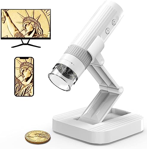 Image of ETZIN Wireless Digital Microscope [Easy and Fun] 50X-1000X 1080P HD WiFi Portable Handheld USB Trichome Mini Coin Microscope Camera Magnifier with Stand for iPhone iPad Android Phone & PC-‎EPL-992IM