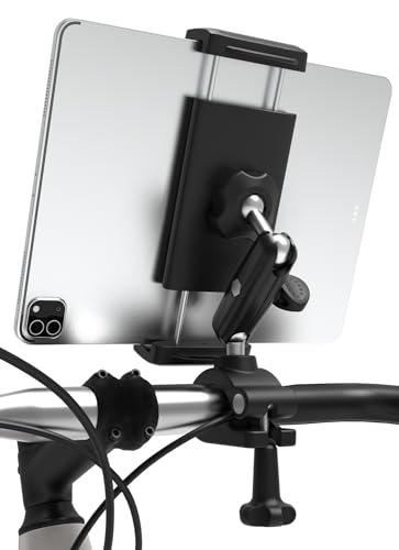 LYFPOOM Soporte Tableta para Bicicleta Estática y Moto - [Dos Rótulas de Metal Ajustables],...