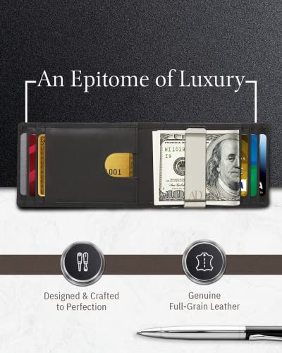 Access Denied Real Leather Wallets For Men - Money Clip Bifold Wallet RFID Front Pocket Thin Minimalist Mens Wallet Credit Card Holder2
