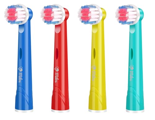 Cabezales Compatible con Oral B - Milos Recambios Niños de Cepillos de Dientes Infantiles Pack de 4 Limpieza Profunda Y Precisa Cabezales Defensa Avanzada contra la Placa