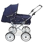 Eichhorn Kinderwagen 417RFS-K041-AIR-FTC Kombikinderwagen mit Lederriemengestell mit Schiebehöhenverstellung mit Fester Tragetasche LuxVariante Luftrad marineblau, blau