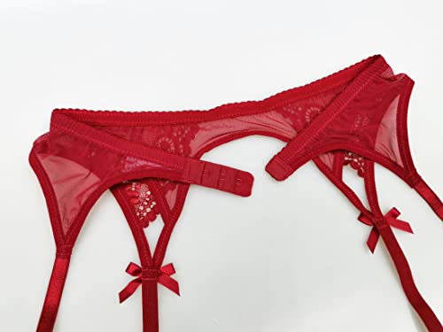 TVRtyle Women’s Red Metal Clips Sexy Garter Belts for Stockings S512 (Large, Red)