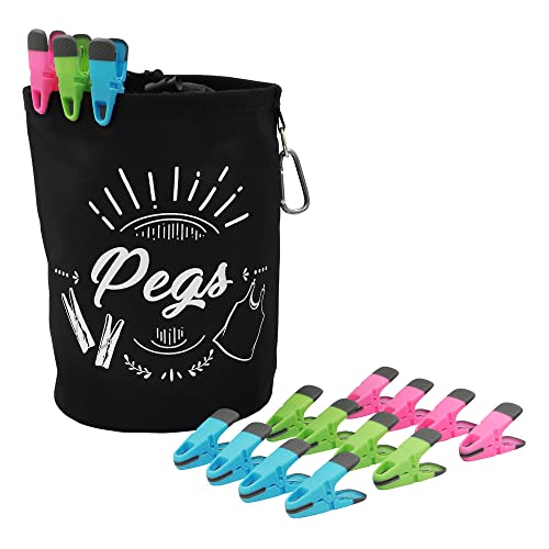 JVL Large Peg Bag with 120 Prism Soft Touch Clip Pegs, Multicolor (08-040-275)