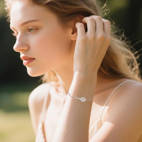 Tennis Bracelet 925 Sterling Silver Tennis Racket Gifts Sports Jewelry for Women Sports Lovers Player3