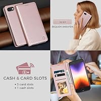 Kirnntca Handyhülle für iPhone SE 2022/2020 iPhone 8/7 Hülle, Kartenfach Premium PU Leder Klapphülle Schutzhülle, Standfunktion Tasche Flip Case für iPhone SE 2022/2020 iPhone 8/7 - Rosegold – Ansicht 5