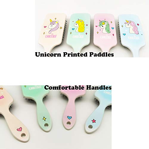 Paddle Hair Brush, Girls Kids Fold Mirror Brush With Soft Pins No More Pain For Curly Straight Fine Thick Thin Wet Dry Damage Hair, Unicorn Hairbrush Gift Set 2 Pcs #TOP5