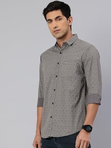 Image of Majestic Man Custom Abstract Printed Pure Cotton Slim Fit Casual Shirt