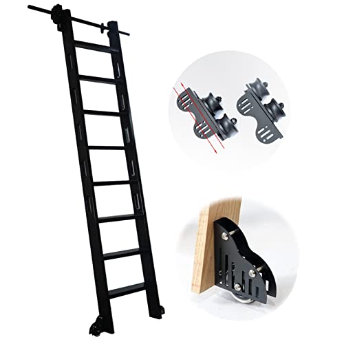 WL-ZZZ Kit de vía de Escalera de Hardware de Biblioteca de Rodadura retráctil, (sin Escalera) Vista de extensión de riel de Escalera móvil Redonda, con Ruedas de Rodillos de Piso Cover