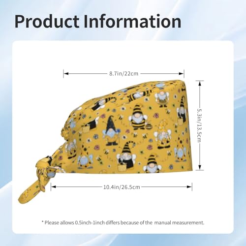 Image of Working Cap Scrub Cap with Sweatband Adjustable Unisex Tie Back Hat for Cleaning Farm Nursing
