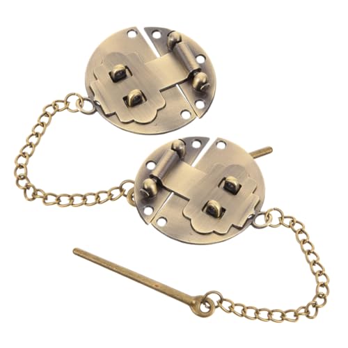 Veemoon 2pcs Box Hardware Buckle Chain Chains Lock Cabinet Small Hasp Latch Small Latch Metal Latches Hasp Metal Hasp Latch Iron Hinges Hasp Latches Jewelry Boxes Buckle Dark Brown Alloy