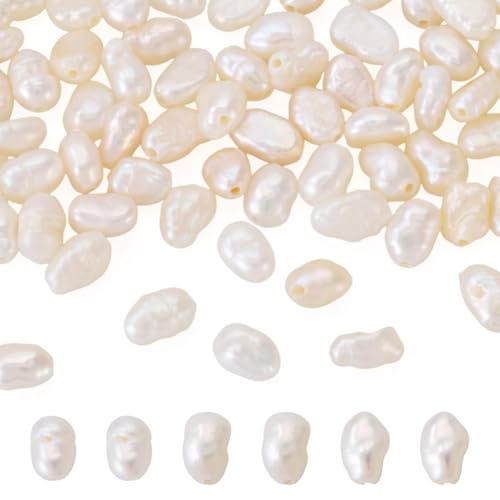 Image of Beadthoven Natural Freshwater Cultured Pearls 3.5-4.5mm Irregular Potato Gets Beads Oval Rice Loose Beads Charms for DIY Bracelets Necklace Earrings Home Party Decoration Hole