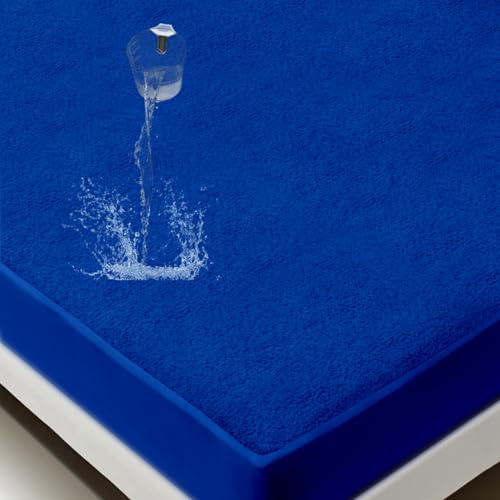 Image of Maximus Premium Double Bed Waterproof Mattress Protector Cover | Breathable Terry Cotton Bed Protector, Double Bed (72 X 60, Royal Blue)