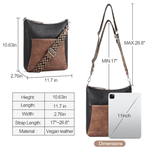 CLUCI Crossbody purses for Women Leather Medium Shoulder Purses Handabgs Vegan Leather Hobo Bags Satchel with Guitar Strap3