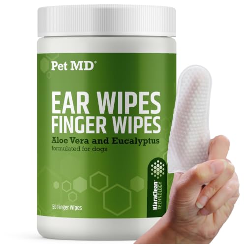 Pet MD Dog Ear Finger Wipes - with Eucalyptus...