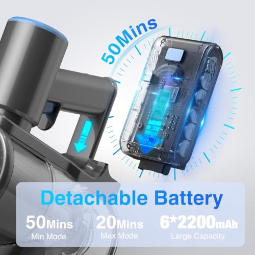 Image of Zefiro Cordless Vacuum Cleaners for Home, 450W /40Kpa 50Mins Stick Vacuum Cleaner, Anti-Tangle Rechargeable Wireless Vacuum for Pet Hair /Carpet /Hardwood Floor