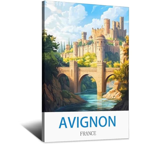 Poster voyage Avignon vintage décoration murale affiche rétro 60x90 cm