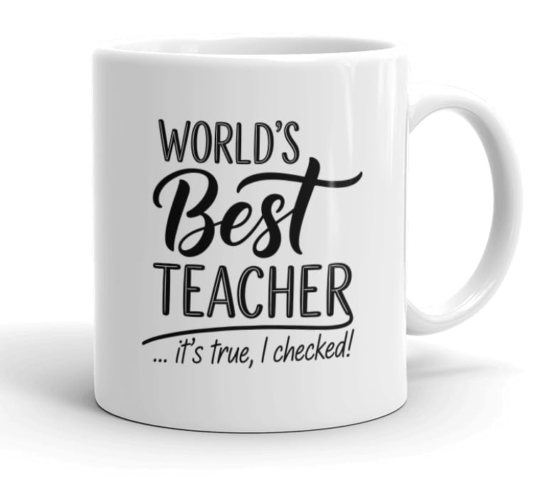 VIROSA Teacher Mug – “World’s Best Teacher” – Thoughtful Gift from Student or Parent – 11oz Ceramic Coffee Cup