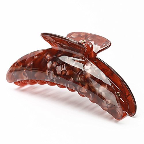 We We 5‘’ Large Luxury French Light Tortoise Shell Marbled Jaw Hair Claw Clip Clamp for Women (Brown)