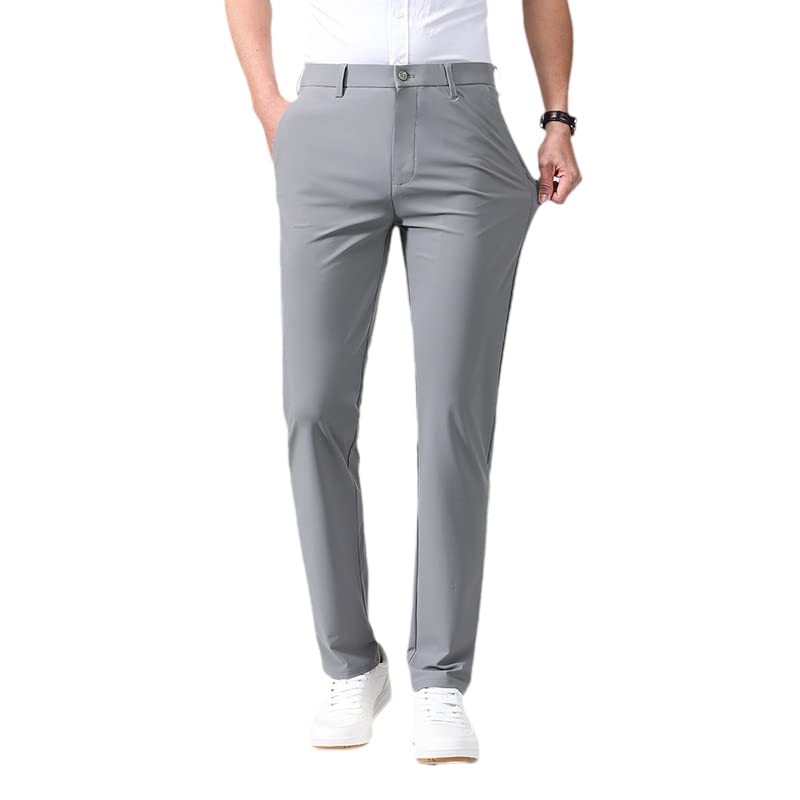 Men Stretch Dress Pants Slim Fit Skinny Suit Pants Flat-Front Bi-Stretch Dress Pant Straight Leg Front Pockets (as1, Waist, Numeric_33, Regular, Grey)