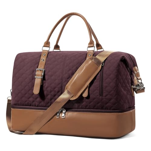 Duffle Bag for Travel Travel Bag for Men Gym Bag with Wet Pocket and Shoe Compartment Weekender Overnight Bag(Purple)