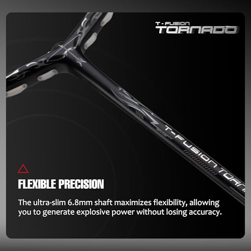 Image of Hundred T-Fusion Tornado Badminton Racket with Full Cover | ≤32 lbs | Performance Racket | Sturdy Frame & Smooth Swing | Offensive Shots & Fast Game