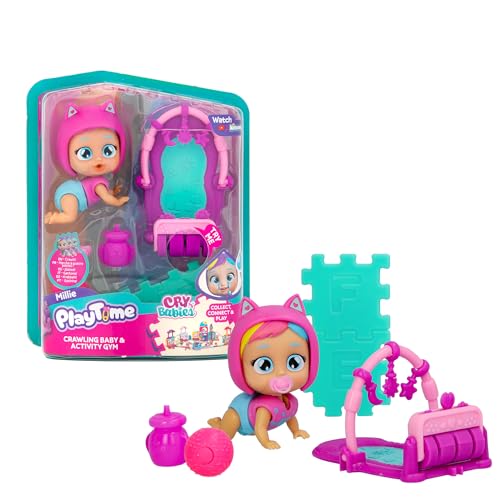 Bebés Llorones Playtime Gimnasio de Actividades de Millie, Bebé Gateador con un Gimnasio de Actividades, Completa tu Mundo Playtime, Llora Lágrimas de Verdad, Juguetes para Niños de 4 a 6 Años